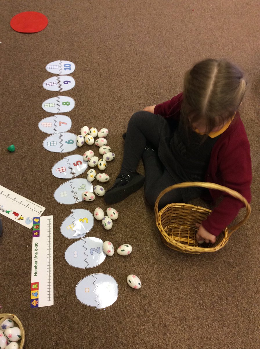 FRISroom1's tweet image. Easter is everywhere in Room 1! Numbers and words on eggs and retelling the Easter story. Busy days.#eyfsfun