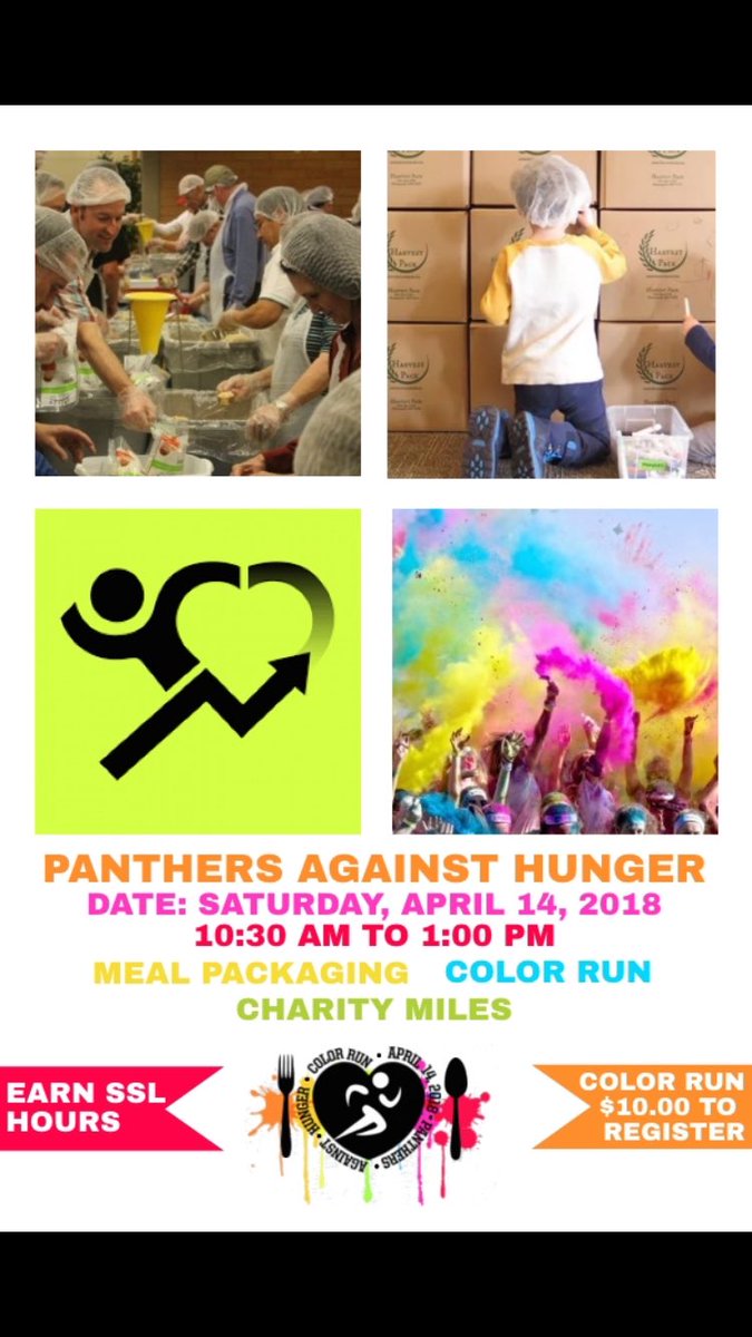 PantherNHS's tweet photo. Panthers Against Hunger is HAPPENING! April 14, 2018. Help out your local community so save the date! https://t.co/cJSh3ahoZi