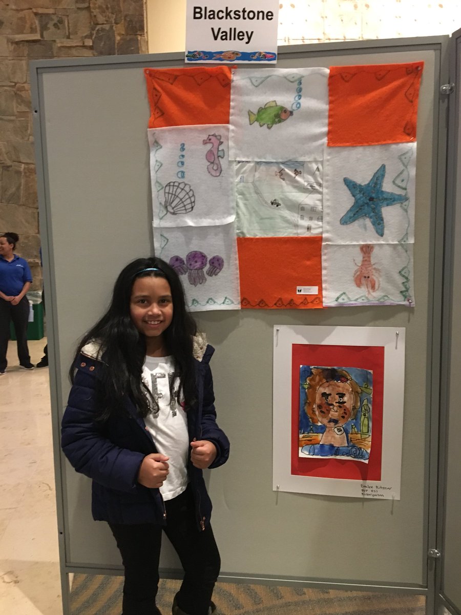 MsWhitneyBates's tweet photo. So proud of the @BVPrep scholars who exhibited art in the #YouthArtMonth exhibit @Fidelity featuring K-8 artist from N RI!  #artmatters https://t.co/DuzUyE6Sq3