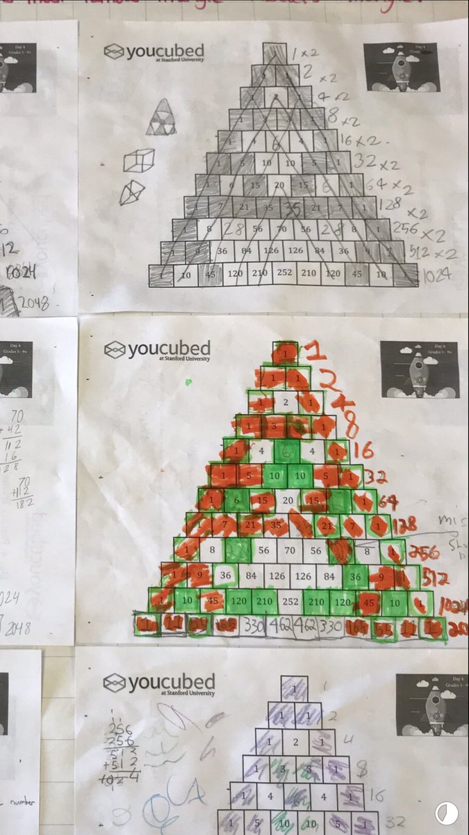 MsAyala_tdsb's tweet photo. Day 4 of #InspirationalMathWeek - Ss learned that math is about seeking #patterns. Ss became mathematicians by finding and studying patterns in the world's most famous triangle - Pascal’s Triangle! #patterns #teamwork #sequence #makingmathfun 🧠🔺🤗@FairbankPS https://t.co/HQKRubulqL