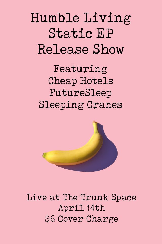 *UPDATE*
We’ve added @sleepingcranes to the bill! He’s currently on tour, and is making the stop to play at our release show! We hope you all can make it out to support him on his journey, and all of the other awesome acts! 

#humblelivingband #azbands #trunkspacephx