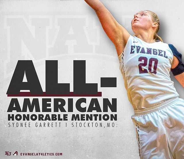 EvangelValor's tweet photo. Congrats to NAIA All-American Sydnee Garrett! https://t.co/shiu4fn3dA