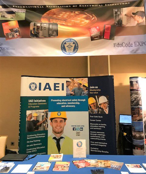 IAEI's tweet photo. Stop by the IAEI booth at #EduCode2018 to learn about our electrical code study guides, publications, and benefits of an IAEI membership. https://t.co/BUm1FRx8ot https://t.co/Og0Cxj26Cm