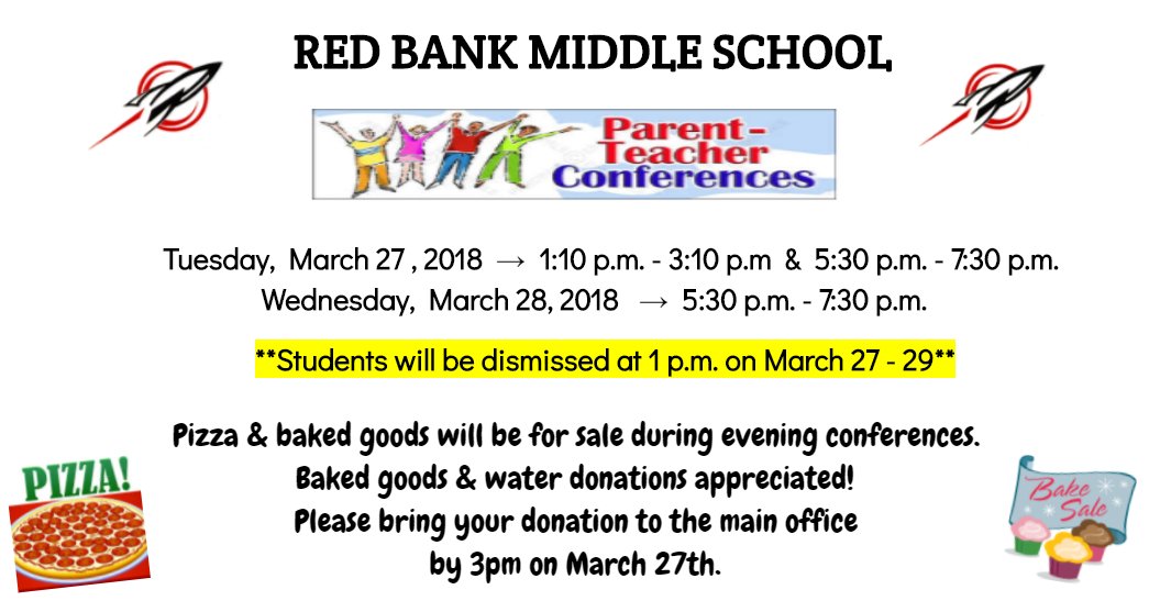 rbmsROCKETS's tweet image. Parent/Teacher Conferences next week  --&amp;gt; 3/27 &amp;amp; 3/28   📢 Parents, check your appointment!  Any questions? Contact the school 732-758-1515   #ReportCardDistribution  #StudentProgress  @RedBankSup @piersonjt @RBMSAVID @MierzwaRBMS   #RBBisBiA