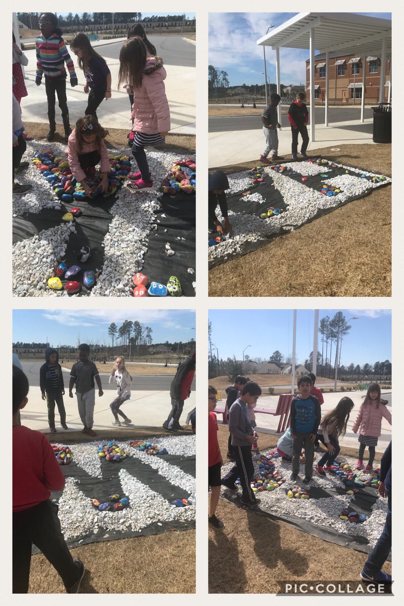 collinsclass3's tweet photo. Putting our rocks in @HortonsCreekES  rock garden! Can’t wait to see it filled up! #hawksrock #hawksdoitdifferent https://t.co/X2OJjBXCcR