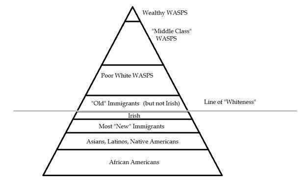 Other Europeans coming to America?Poorer Europeans coming to America?Potential for poor and working class solidarity?“Oh no,” the ruling-class Europeans thought.“Let’s construct a racial hierarchy; the psychological ‘wage’ we give whites will divide the proletariat.”