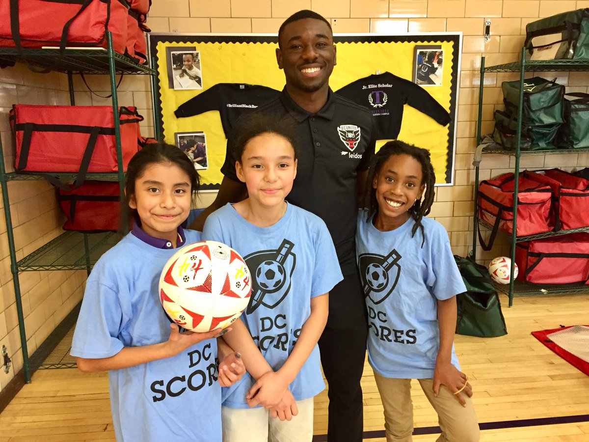 DCU_CR's tweet photo. .@StevenBirnbaum, @ChrisDurkin0 & Chris Odoi-Atsem helped kick off the start of #SpringSCORES with a visit to @TruesdellEC.
#DCUGivesBack | @DCSCORES https://t.co/t4KTW4BvK5