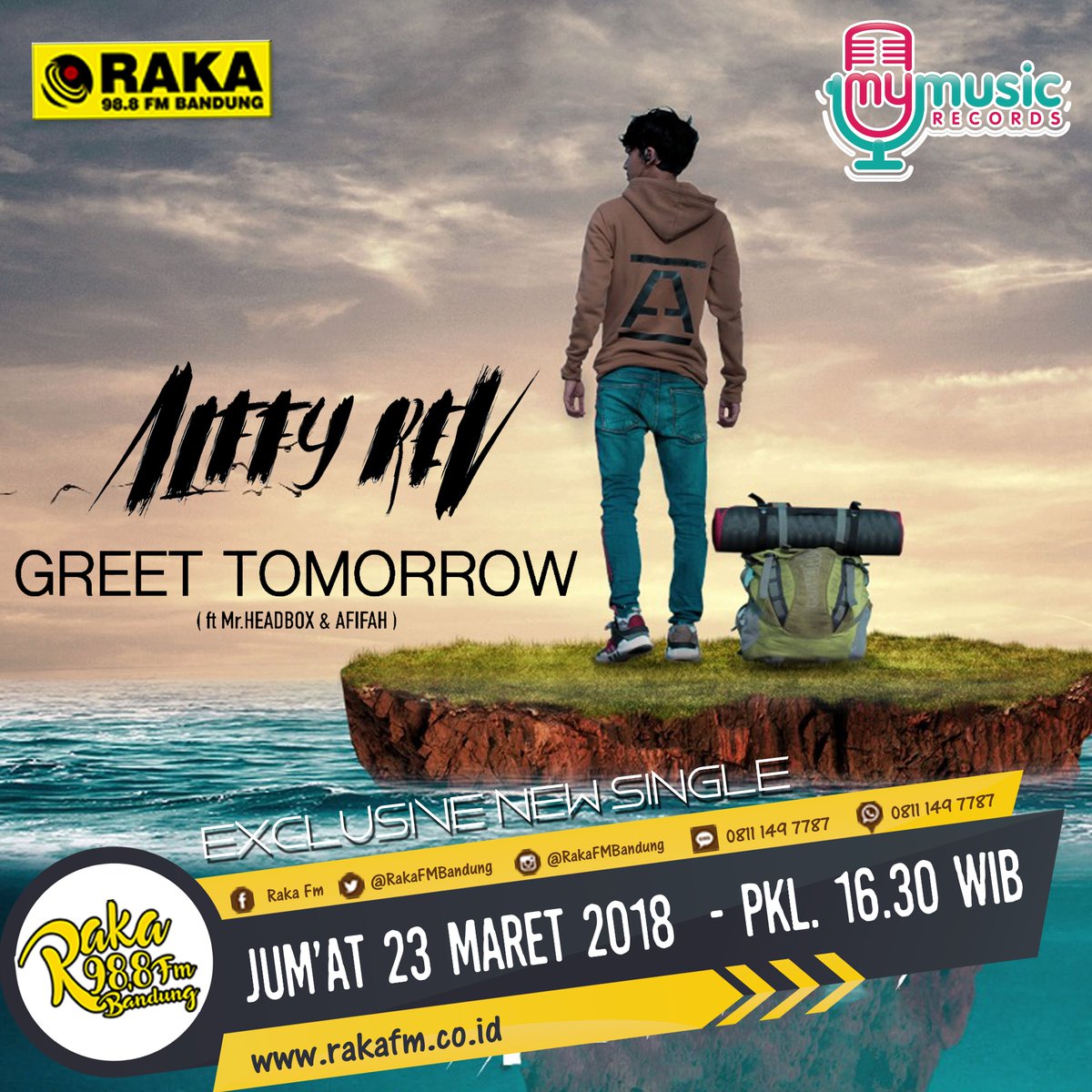 rakafm_bandung's tweet photo. #NOW Simak #ExclusiveNewSingle #GreetTomorrow ~ @alffy_rev Feat. @MrHeadBoxMusic & @AfifahIfah9 #StayTuned | on 98,8 Raka FM Bandung | MD @hadyadoens | https://t.co/yRLeZlBC1f