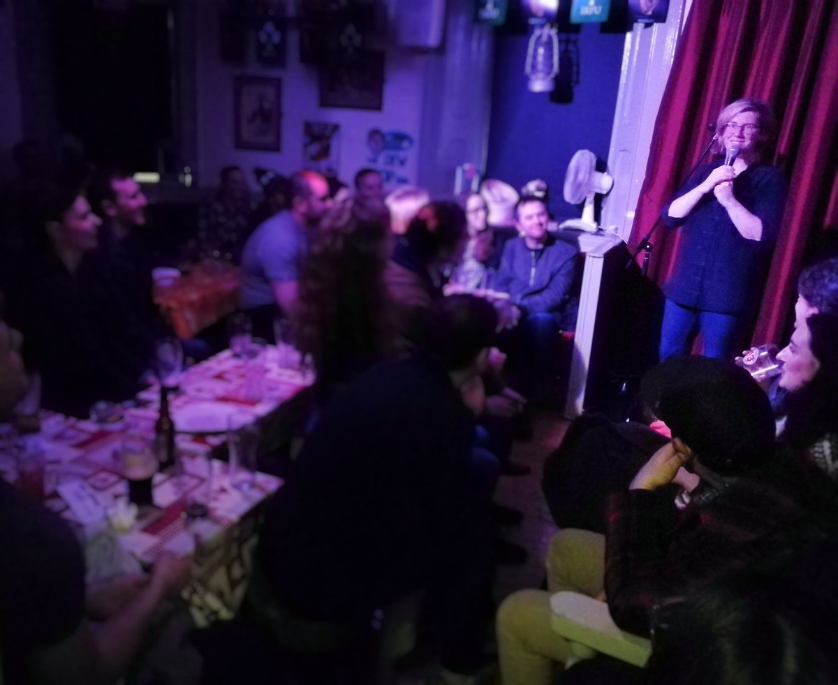 DewDropComedy's tweet photo. The fantastic @BredaLarkin closing our sold-out show in style tonight!
#Live #StandUp #Comedy #Galway #Events #ThingsToDo #BredaLarkin #SoldOut #SmallestComedyClub #Eventbrite #IrishComedy #LiveComedy https://t.co/68Cya3xTvW