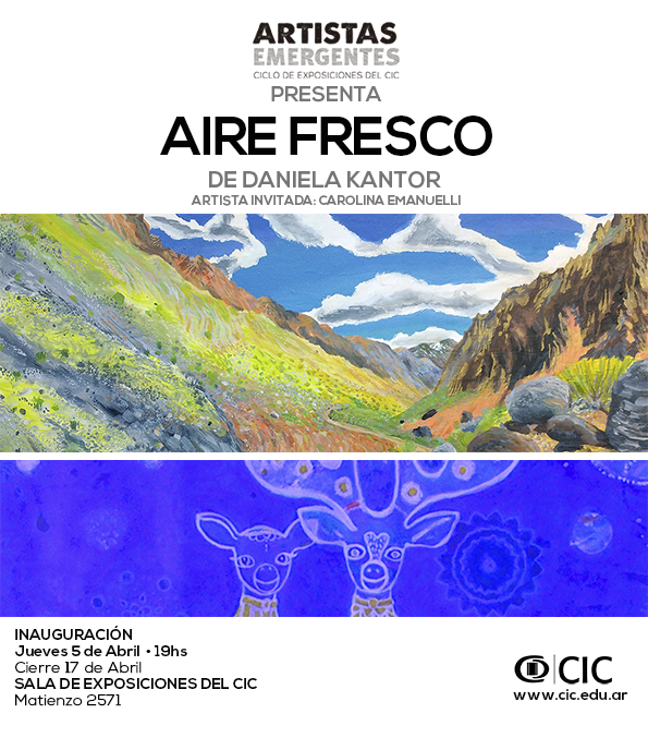 CuraduriaCIC's tweet photo. Comenzamos el Ciclo Lectivo 2018 y nos preparamos para la primera #Exposición del año en la #SaladeExposicionesCIC!
AIRE FRESCO de Daniela Kantor y Carolina Emanuelli. TE ESPERAMOS!
#Inauguración Jueves 5 de Abril 19hs. @infocic https://t.co/W79oKYMTMr