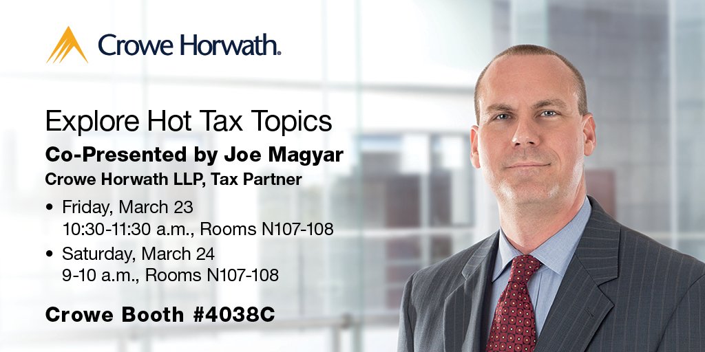 CroweUSA's tweet photo. Don't miss our session on hot tax topics tomorrow at 10:30am! #NADASHOW https://t.co/XnHqjLke1a