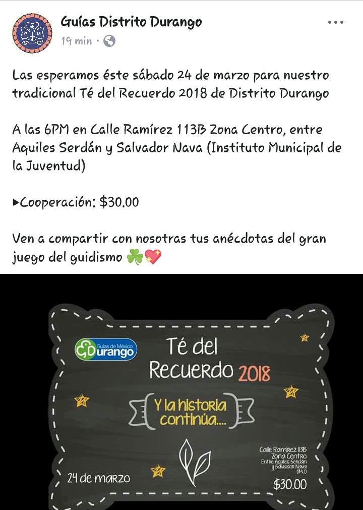 guiasdtodgo's tweet photo. El sábado 24 de marzo las esperamos en el Té del Recuerdo de #DistritoDurango ☘️ https://t.co/K0LV859txJ