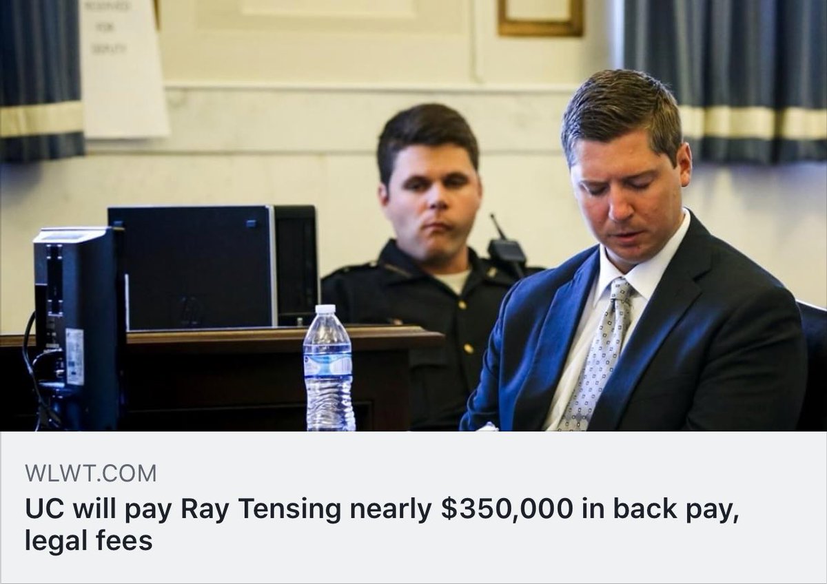 nikuaIe's tweet photo. #RayTensing is basically being paid $350,000 for killing an unarmed black man. Unbelievable. https://t.co/v0mMAAVY2l