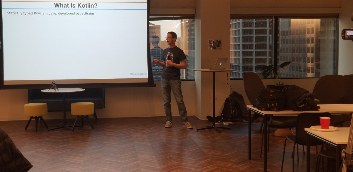 Cruiter's tweet photo. Had @ToddGinsberg here @carsdotcom tonight for the #cjug meetup sharing his insight into #kotlin with us! https://t.co/eqIiYQNt16