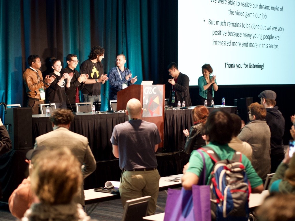“The language of games is supposed to be universal, but for many people, the world itself is not universally accessible.” Standing ovation for the panel and for <a href="/tha_rami/">Rami Ismail / رامي</a>. #1reasontobe #GDC18