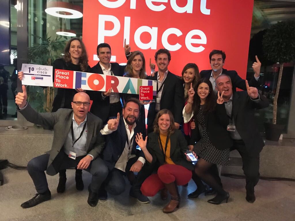 Proud of Cisco Spain: number 1 in #bestworkplaces2018 awards in Spain ! #WeAreCisco