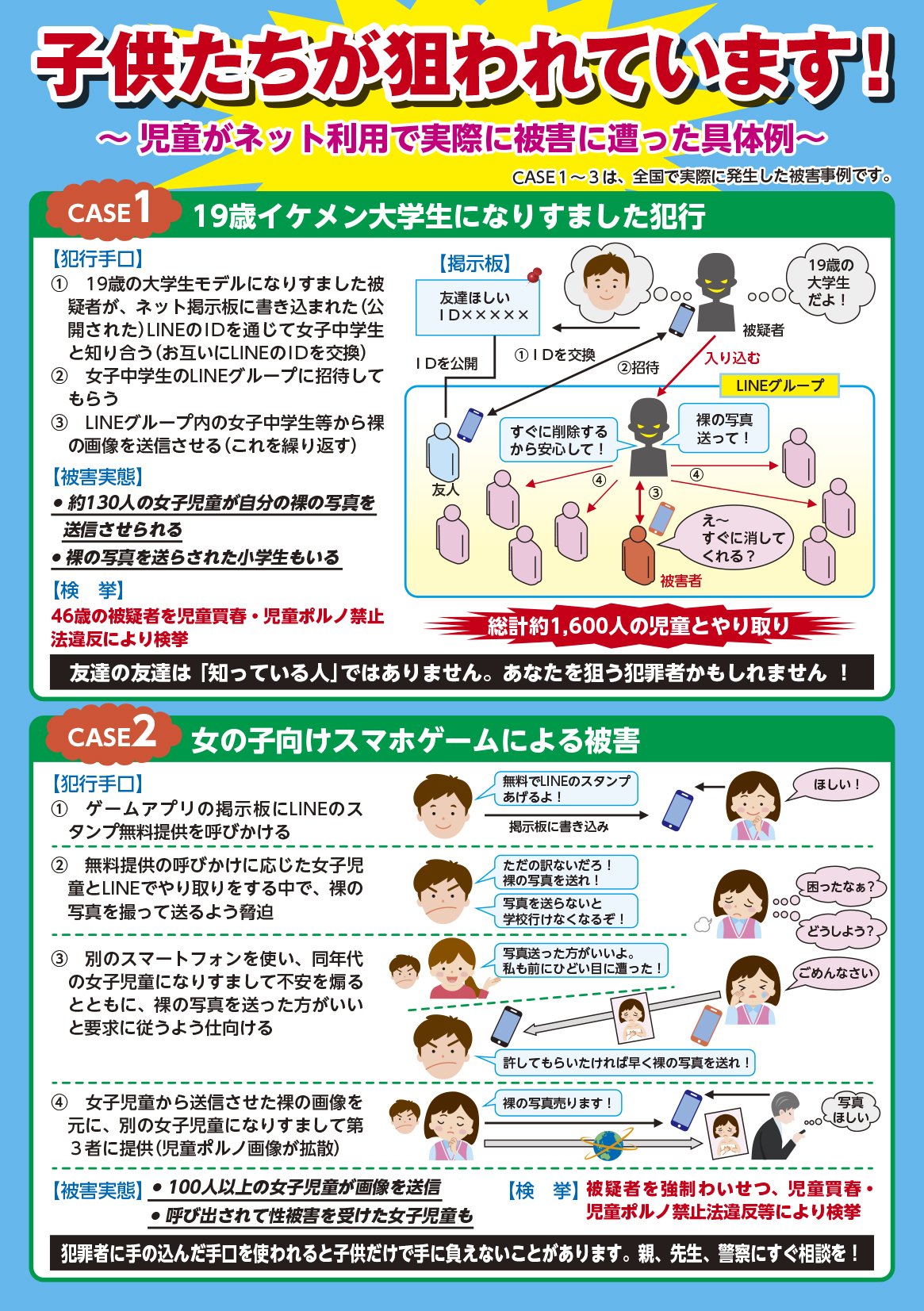 兵庫県警察ツイッター 子供たちを狙った犯罪 に注意 子供たちが犯罪やトラブルに巻き込まれないようにするため ネット利用 で実際に被害に遭った事例を盛り込んだ リーフレット を作成しました ぜひ お子さんと一緒にご覧ください T