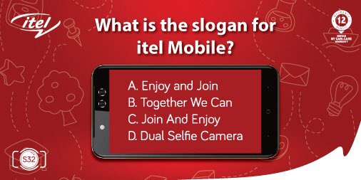 iteluganda's tweet photo. What is the slogan of itel Mobile?
Comment with the letter that represents the right answer.
#S32 #DualSelfieCamera #EasterWithitel https://t.co/p23pgBljL9