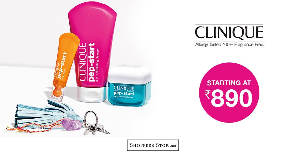 shoppersstop's tweet photo. Have you tried the #Clinique Pep-Start multitaskers yet? They’re on the go, prep for makeup and start at Rs. 890. Shop online now. #CliniquexShoppersstop #PepStart https://t.co/DfDiSt0mUW https://t.co/VGjYoL2tm3