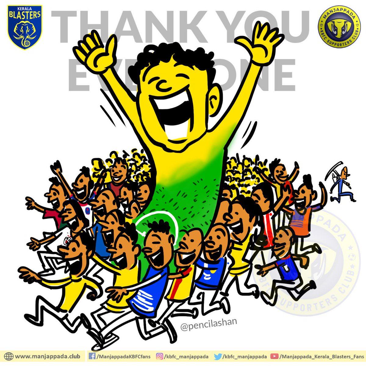 Without fans there is no football, we would like to thank all Football Club fans again at this moment who stood with the #SaveKochiTurf campaign and its now proved that if we stand together Nothing is Impossible.

#Manjappada #Kochi4Football
#TogetherWeAreStronger