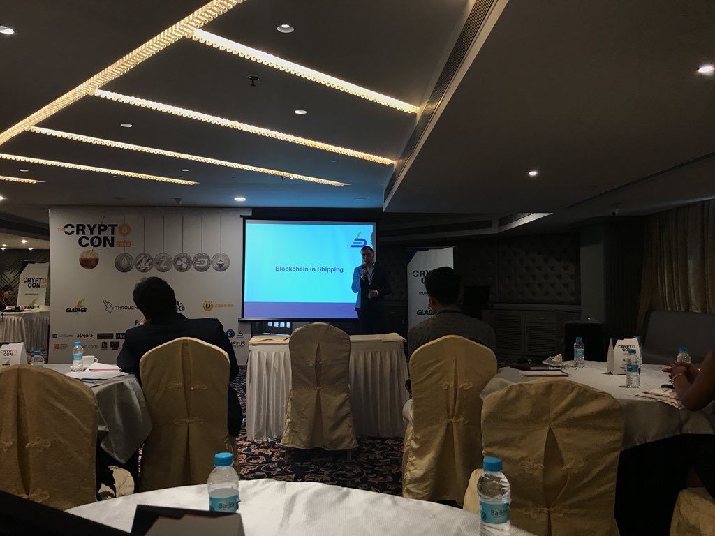BitClave's tweet photo. . @AlexanderVarva1 from @shipnextcom talking on Blockchain in commodity trade and logistics.
#Blockchain #TheCryptoCon #Mumbai https://t.co/4SLu3Jq5Jd