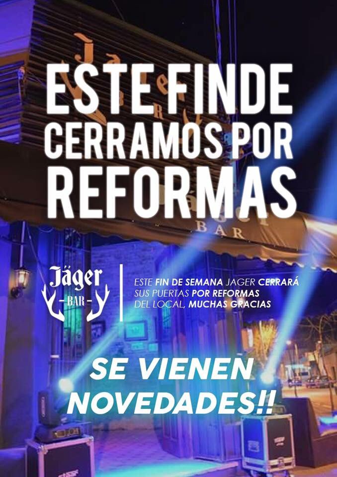 jagerbarmelo's tweet photo. Amigos y clientes este Finde cerramos por reformas⚒⚒ Volvemos a abrir el Jueves Próximo con muchas 
Novedades! #JagerBar se renueva ‼️ https://t.co/hZd8DPnDta