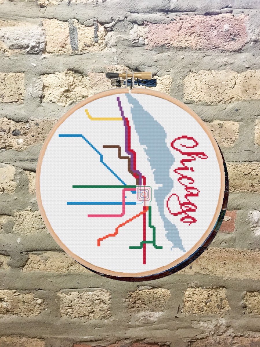 SassiStitchB's tweet photo. Oh how I love Chicago!  Even with the crowded transit lines full of people who don’t seem to understand train etiquette. This new cross stitch pattern is available at https://t.co/JJ6FT8k7cj.  Which city transit line would you like to see next?!
#chicago #crossstitch #diycrafts https://t.co/5dmDwFWn8f