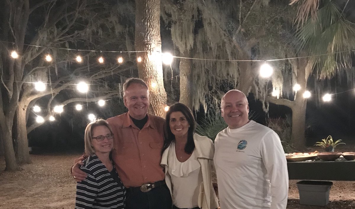 AmbNikkiHaley's tweet photo. A great night in the LowCountry with amazing food and sweet friends. #ItsAGreatDayInSouthCarolina https://t.co/DD8GGRW7bp