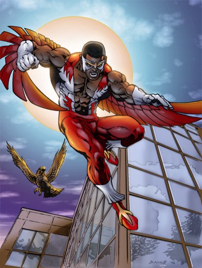 Marvelキャラクター紹介bot ファルコン サム ウィルソン 能力 スーツによる飛行 鳥との精神リンク 鳥の目を通して周囲を見る能力 鍛えられた武術 戦闘能力 飛行ユニットによって自由に空を飛ぶ黒人ヒーロー キャプテン アメリカの相棒を務めている