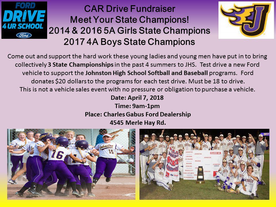 dragonsoftball1's tweet image. April 7 Drive Fundraiser to support Johnston Baseball and Softball