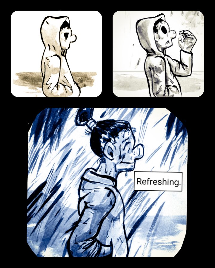 Vivanecro's tweet photo. Loving the rain #sequentialart #weather #rain #CAstorm #Comics https://t.co/b3SxG48EI5