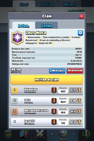 Estamos en busca de jugadores para ladder y competitivo estamos en ligas 
Ladder: 3800+4000 copas
Competitivo:4000 copas y 12 victorias en desafío el que este interesado hablarme al md
<a href="/SergioX13677692/">SergioXD</a> <a href="/NovaIBlack15/">YILAR</a> <a href="/davidgomezg845/">Jose  jr</a> @nova_kratos <a href="/King_CR1/">Kelvin Chanthafeua_7</a> @AlessandroCr_Yt @
