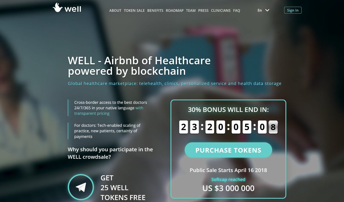 AirdropAlert007's tweet photo. WELL TOKEN AIRDROP
WELL - The Airbnb of Healthcare powered by blockchain

💰25 WELL TOKENS FOR JOIN WELL CROWDSALE
👉https://t.co/jlOPqnwTTd https://t.co/EFc3HoavPr