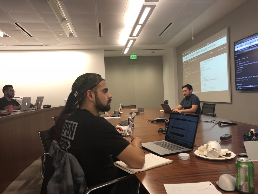 javascriptjoey's tweet image. Spending my night tonight @TheCoStarGroup  getting a crash course in @reactjs  . Thankyou to @javascriptjoey for the invite this evening #ReactJS #JavaScript #javascriptla #ReactNative #softwaredevelopment #fullstack #nerflife #coding