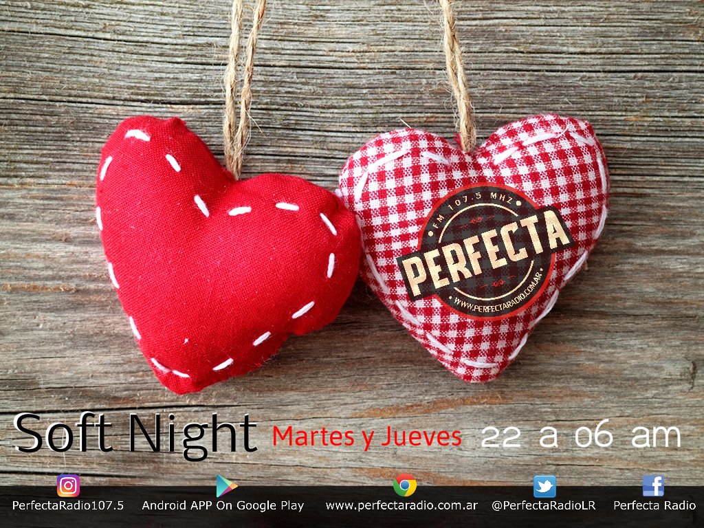 DClaudeville's tweet photo. #SoftNight // Los mejores lentos y baladas en castellano e ingles // Martes y Jueves de 22 a 06 am // 107.5 Mhz // #PerfectaRadio #HappyMusicHappyPeople // Baja nuestra App desde Google Play https://t.co/Sdsfb0guOn