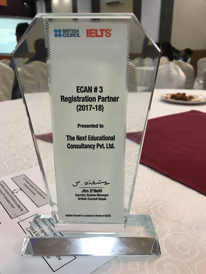 Congratulation The Next Team for being ECAN #3rd largest Registration Partner for BRITISH COUNCIL 2017-2018.