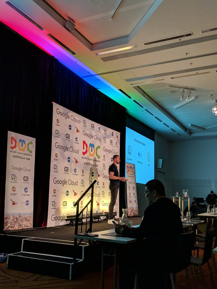 DevOpsWomen's tweet photo. @vincentkok talking releasing the Monolith. Challenging problem for a lot of organisations. We aren't all using microservices or have the ability to make that change! #dotc https://t.co/GObezQ4SJO