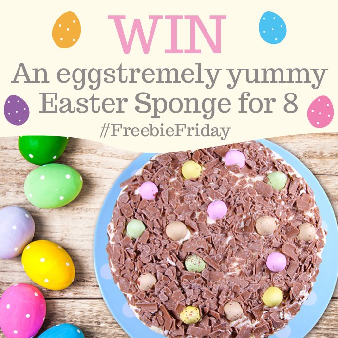 SpongeCakesLtd's tweet photo. Hurrah it's Friday!! 🥚 Not long to go until Easter and to celebrate we are giving away an Easter Sponge for 8! 🐰 For a chance to win simply follow us and RT! 😃 #FreebieFriday #FridayFeeling #Easter #EasterCake #Competition #Win #Giveaway https://t.co/Z4XjoBoOpl