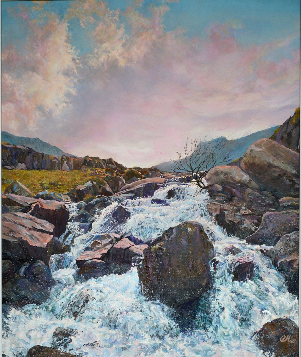 ‘Rapid Thaw, Cwm Idwal’ by one of our new launch artists <a href="/welshpaintings/">Claire Halliday</a> - oil on canvas. Meticulously executed in a classical style depicting Claire Halliday's native North Wales #ukartist #ukarts #artbuyer #yourworkyourreward #ukartslaunchartists #painting #oilpainting #wales