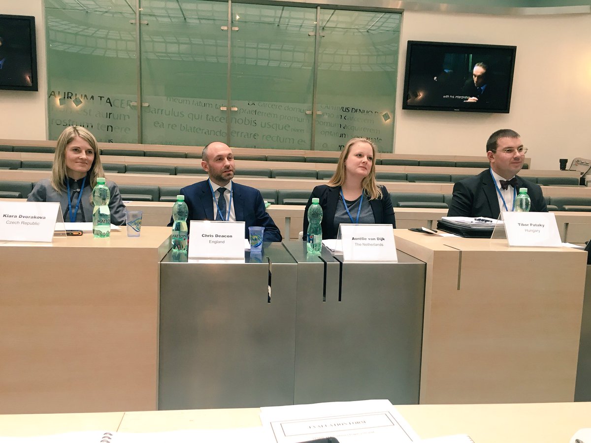 PeopilYLG's tweet photo. @Stewarts_Travel Chris Deacon, @Beer_advocaten Aurelie van Dijk, @cz_klara_dvorak and Tibor Pataky form our panel on #witnessevidence https://t.co/pWGF0Pu7CY