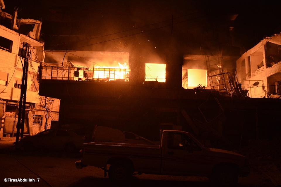 37 civilians were burned alive by incendiary bombs dropped by Assad and Putin on towns of Arbin and Douma. These towns are being burned to the ground along with the people who live there. These aren't fireworks -- they are bombs made with compounds like phosphorus and napalm.