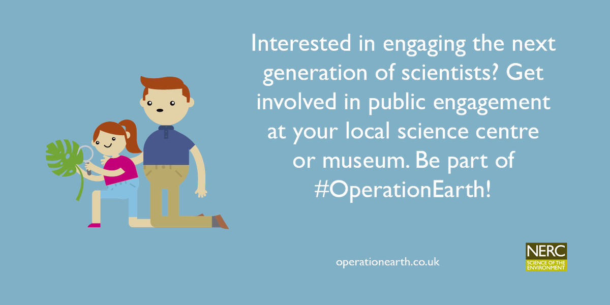 NERCscience's tweet photo. Interested in #PublicEngagement with #environmentalscience?  Get involved with #OperationEarth, which will engage over 100,000 children and adults by getting in touch with your local @sciencecentres https://t.co/qDvyB0WnOD #STEM #scicomm https://t.co/iRVLX9cZ5r