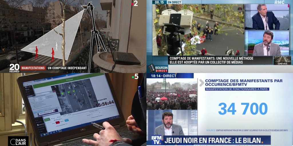 EURECAM (@eurecam) on Twitter photo Notre partenaire <a href="/enlOccurrence/">Occurrence</a> a fourni hier, officiellement et pour la 1re fois le nombre de manifestants à Paris à une vingtaine de médias et cela en s’appuyant sur la technologie <a href="/EURECAM/">EURECAM</a> ! Félicitations <a href="/AssaelAdary/">Assaël Adary</a>
We were on French TV #comptagedepersonnes #peoplecounting Notre partenaire <a href="/enlOccurrence/">Occurrence</a> a fourni hier, officiellement et pour la 1re fois le nombre de manifestants à Paris à une vingtaine de médias et cela en s’appuyant sur la technologie <a href="/EURECAM/">EURECAM</a> ! Félicitations <a href="/AssaelAdary/">Assaël Adary</a>
We were on French TV #comptagedepersonnes #peoplecounting