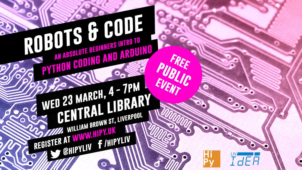hipyliv's tweet image. #RobotsAndCode is today at Liverpool Central Library! 🐍🤖😎We start at 5pm. But you can drop in anytime after this. Remember your laptop! We still have some spaces if you haven't registered yet. Go to hipy.uk