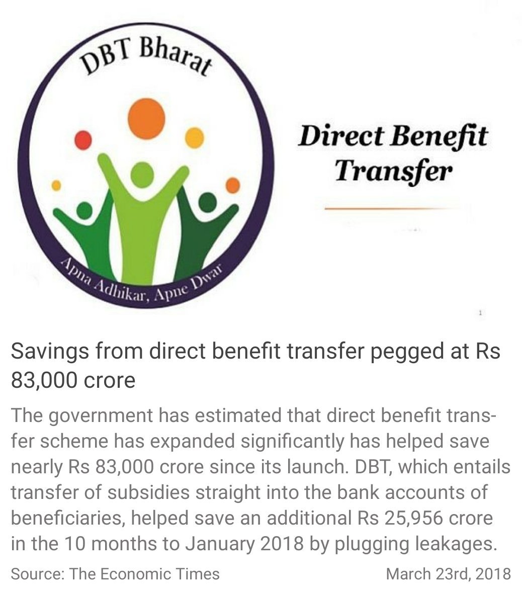 Savings from direct benefit transfer pegged at Rs 83,000 crore economictimes.indiatimes.com/industry/banki…