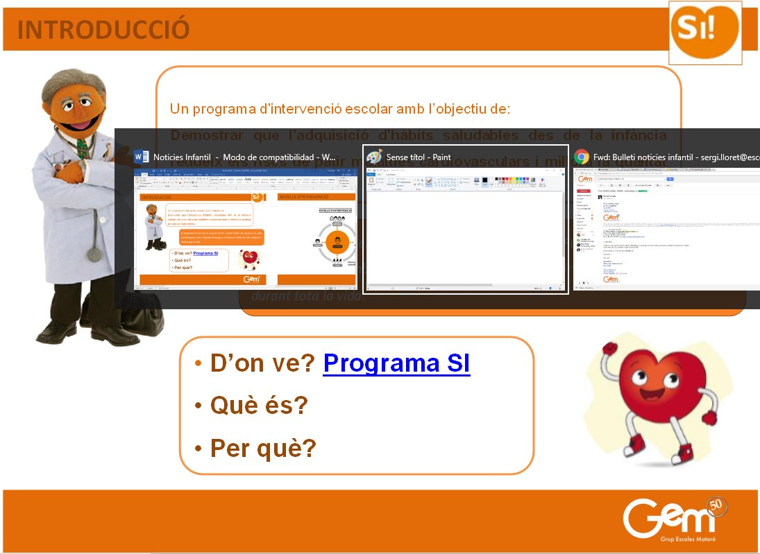 escolagem's tweet image. La setmana passada es va presentar a les famílies de #GEMinfantil el #programaSI (Salut Integral), que pretén educar en l’adquisició d’hàbits saludables: alimentació, exercici físic i intel·ligència emocional, 3 pilars per reduir les malalties cardiovasculars. #educacióemocional
