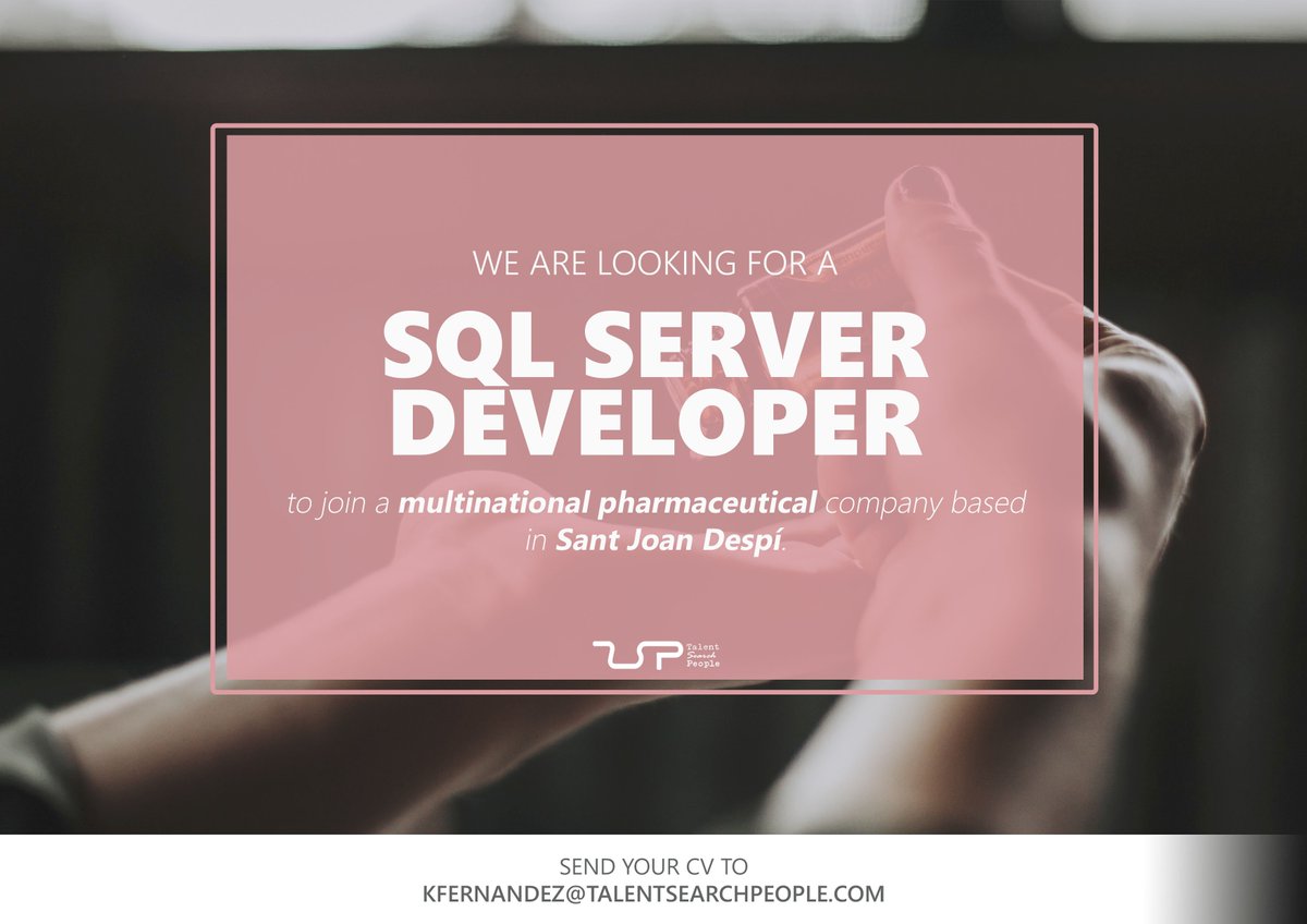 Work_In_Spain's tweet image. Do you have a profound technical knowledge of SQL? We're looking for a #SQLServerDeveloper to join a multinational company specialized in the chemical and #pharmaceutical sector goo.gl/t43Fkw