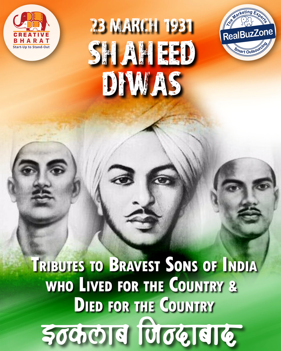 Realbuzzone1's tweet photo. https://t.co/ROGrNQEa5u

A tribute to the heroes, the freedom fighters who gave up their lives for the freedom of India 🇮🇳
#BhagatSingh
#ShaheedDiwas
#MartyrsDay
#OnThisDay https://t.co/2U480YuCrd