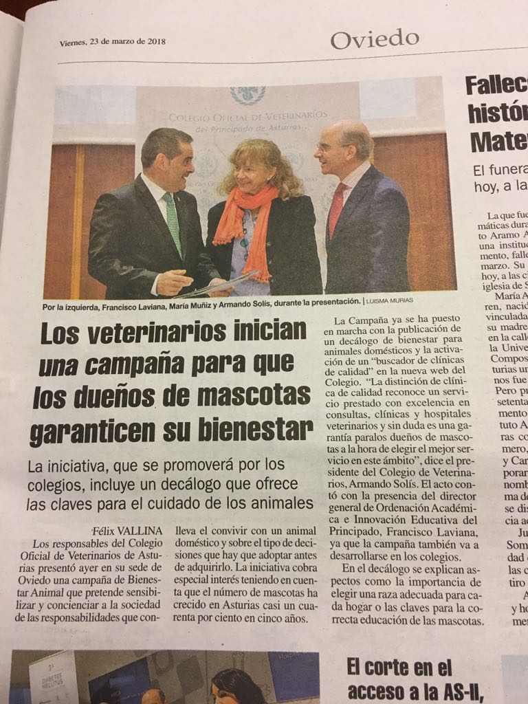 Hoy <a href="/lanuevaespana/">La Nueva España</a> se hace eco de nuestra campaña de bienestar animal #Asturias #vet #veterinarios #bienestaranimal