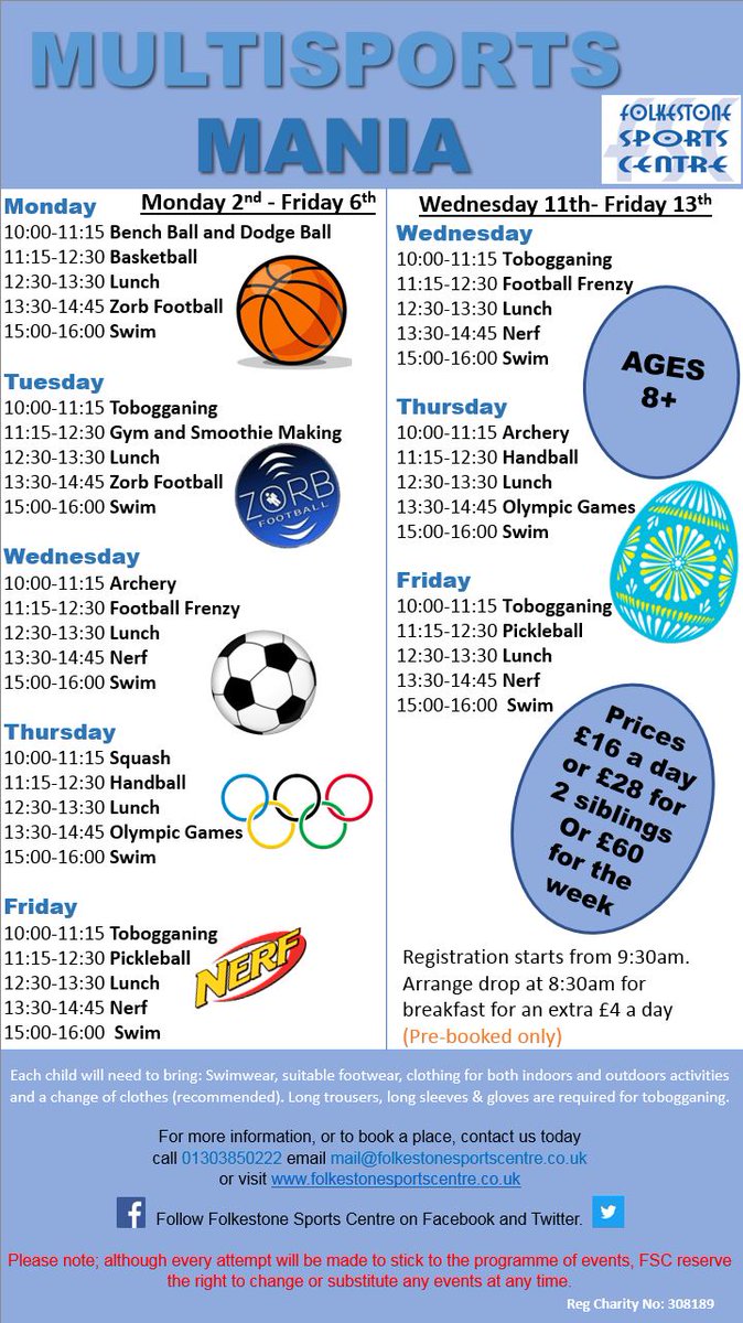Our Easter Holiday Club's timetable is out now! #Easter2018 #HolidayCamp #Schoolsout #Folkestone #Fun